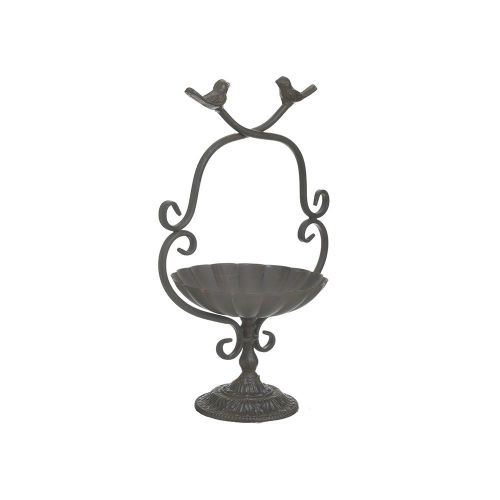 Διακοσμητική Πιατέλα Με Πόδι Μεταλλική Αντικέ Καφέ Inart 3-70-569-0066