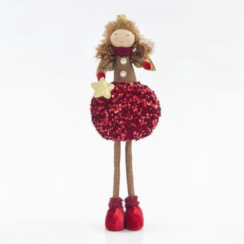 Χριστουγεννιάτικη Φιγούρα Πριγκίπισσας Με Κόκκινη Φούστα 41cm 600-43181