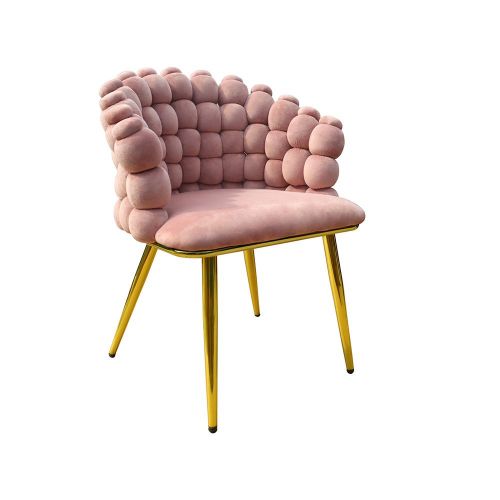 Καρέκλα Βελούδινη/Μεταλλική Ανοιχτό Ροζ/Χρυσή 54Χ57Χ80 Inart 3-50-193-0002 