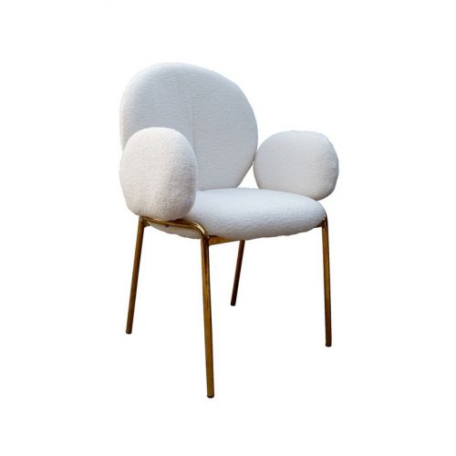 Καρέκλα Υφασμάτινη/Μεταλλική Λευκή/Χρυσή 47Χ67Χ84 Inart 3-50-193-0014
