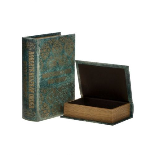 Κουτί/Βιβλίο Pu Τιρκουάζ/Χρυσό 19Χ7Χ27 Inart 3-70-106-0078 