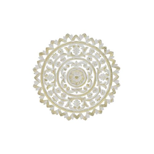 Διακοσμητικό Τοίχου Ξυλόγλυπτο Λευκό/Χρυσό 40Χ2Χ40 Inart 3-70-536-0106