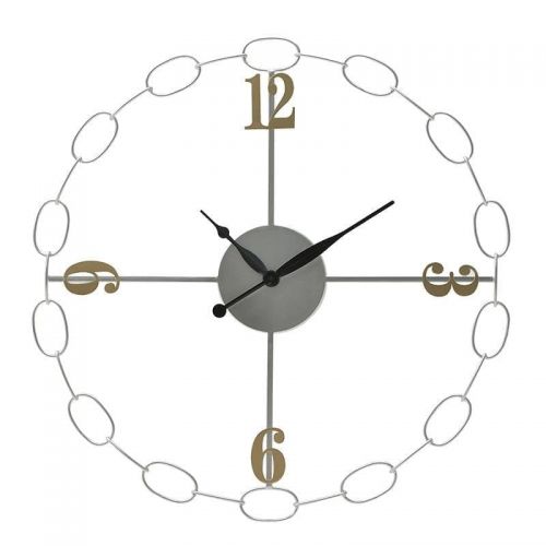 Ρολόι Τοίχου Αλυσίδα Μεταλλικό Ασημί Φ80Χ5 Inart 3-20-465-0012