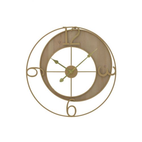 Ρολόι Τοίχου Μεταλλικό/Ξύλινο Χρυσό/Φυσικό Inart 3-20-098-0299