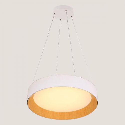 Κρεμαστό Φωτιστικό Στρογγυλό LED 30W Λευκό/Ξύλο Δρυς Eurolamp 144-17022
