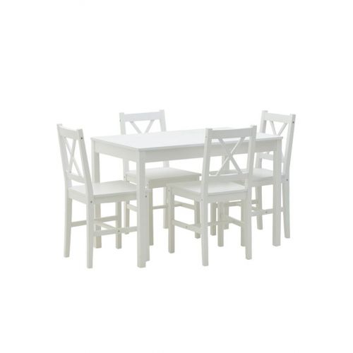 Τραπεζαρία Με 4 Καρέκλες Ξύλινη Λευκή 108Χ65Χ73 Inart 6-50-528-0016
