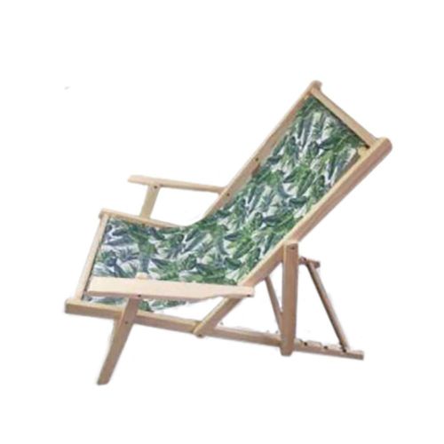 Καρέκλα Παραλίας Ξύλινη/Υφασμάτινη Φυσική/Πράσινη 79Χ48Χ35/74 Inart 6-50-528-0019