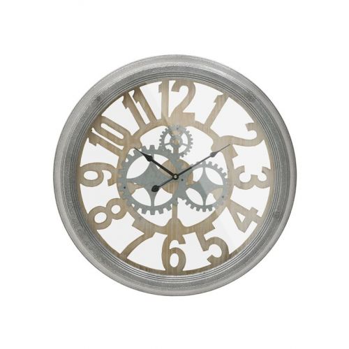 Ρολόι Τοίχου Μεταλλικό/Ξύλινο Γκρι/Φυσικό Inart 3-20-773-0373